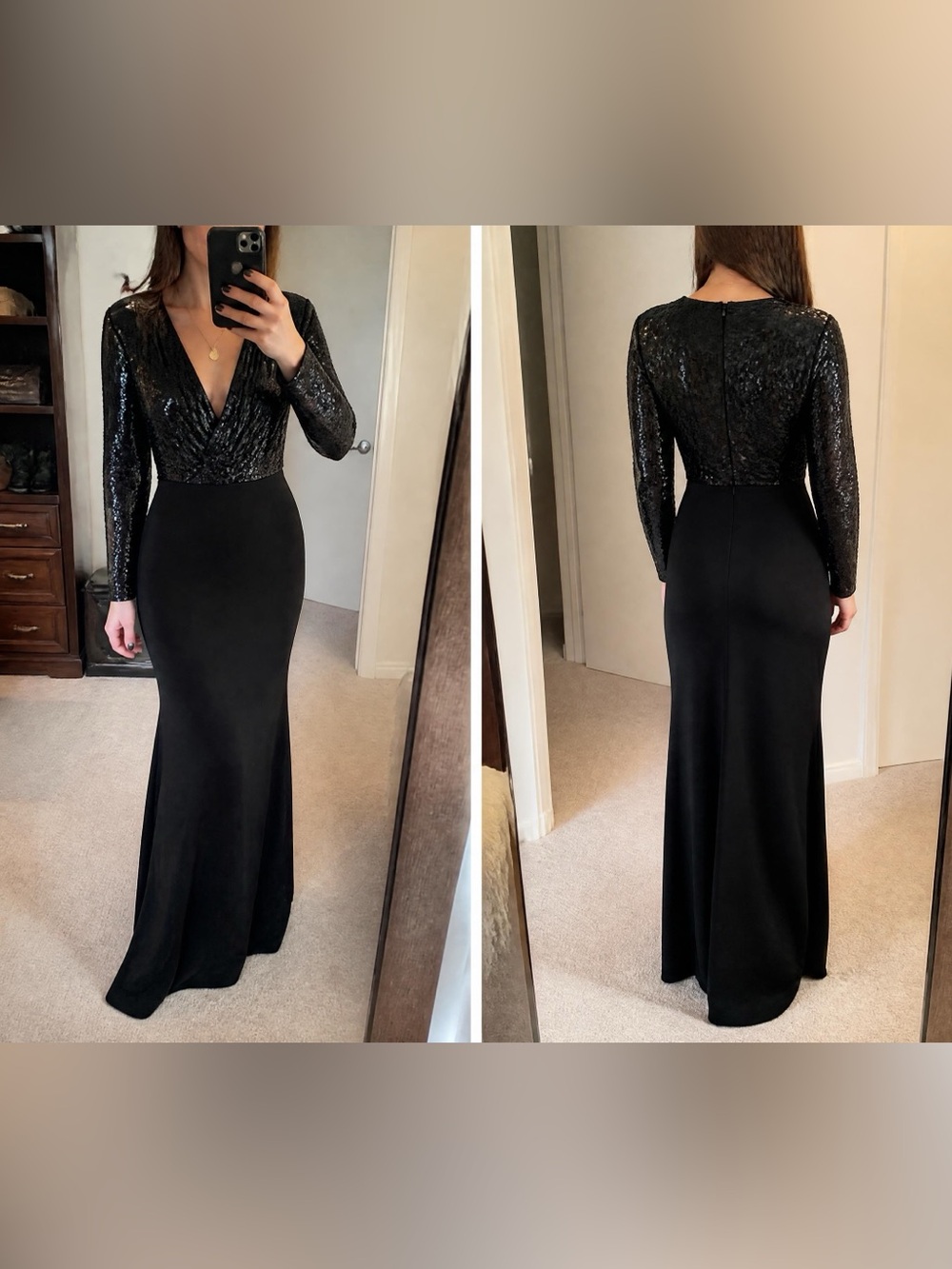 Polo Ralph Lauren Stunning Black Sequin Wrap Bodice Dress in Perfect Condition